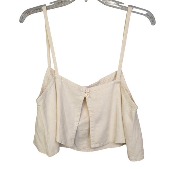 WeWoreWhat Linen Trapeze Tank Top Size M Beige – Cropped Swing Style - Picture 3 of 11